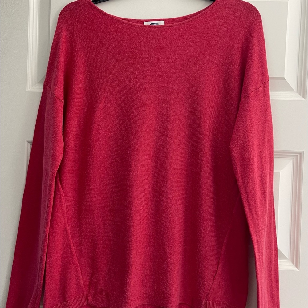 Old Navy Red Crew Neck Sweater Soft Knit